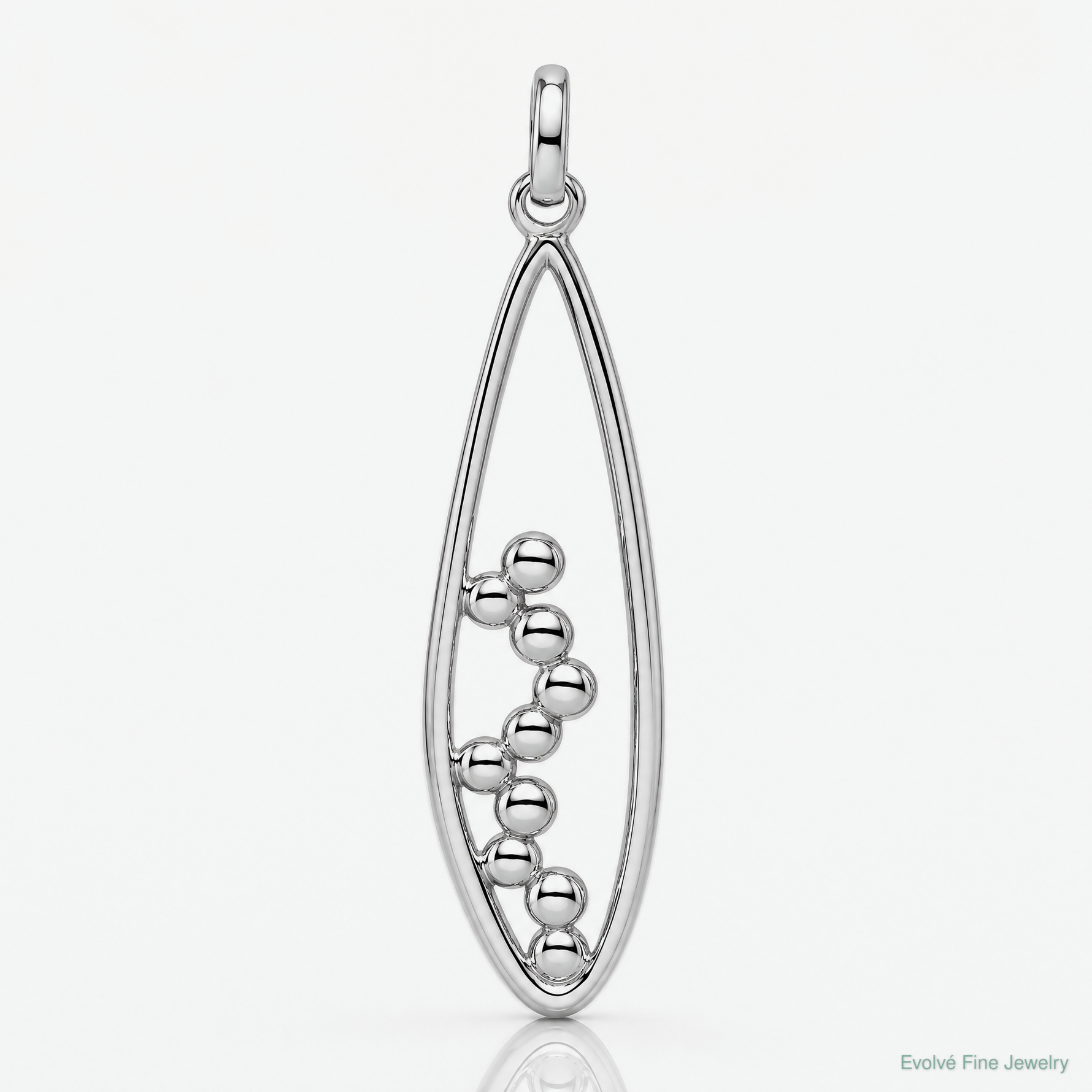 Sterling Silver Rhodium-plated Polished Oval Pendant - Lifestyle View