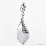 Sterling Silver Rhodium-plated CZ Textured Tear Drop Pendant - Lifestyle View