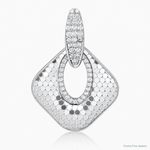 Sterling Silver Rhodium-plated CZ Textured Pendant - Lifestyle View