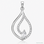 Sterling Silver Rhodium-plated CZ Polished Tear Drop Pendant - Lifestyle View