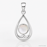 Sterling Silver Rhodium-plated Polished MOP Teardrop Pendant - Lifestyle View