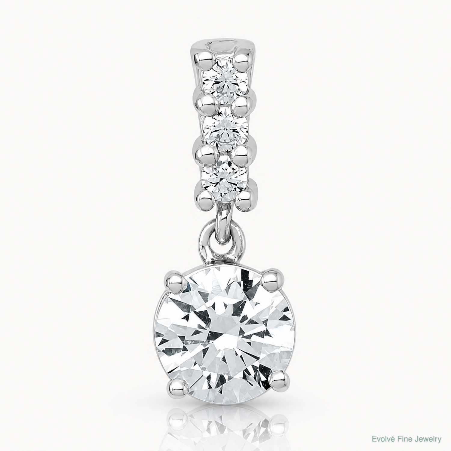 Sterling Silver RH-plated Polished CZ Dangling Chain Slide Pendant - Lifestyle View
