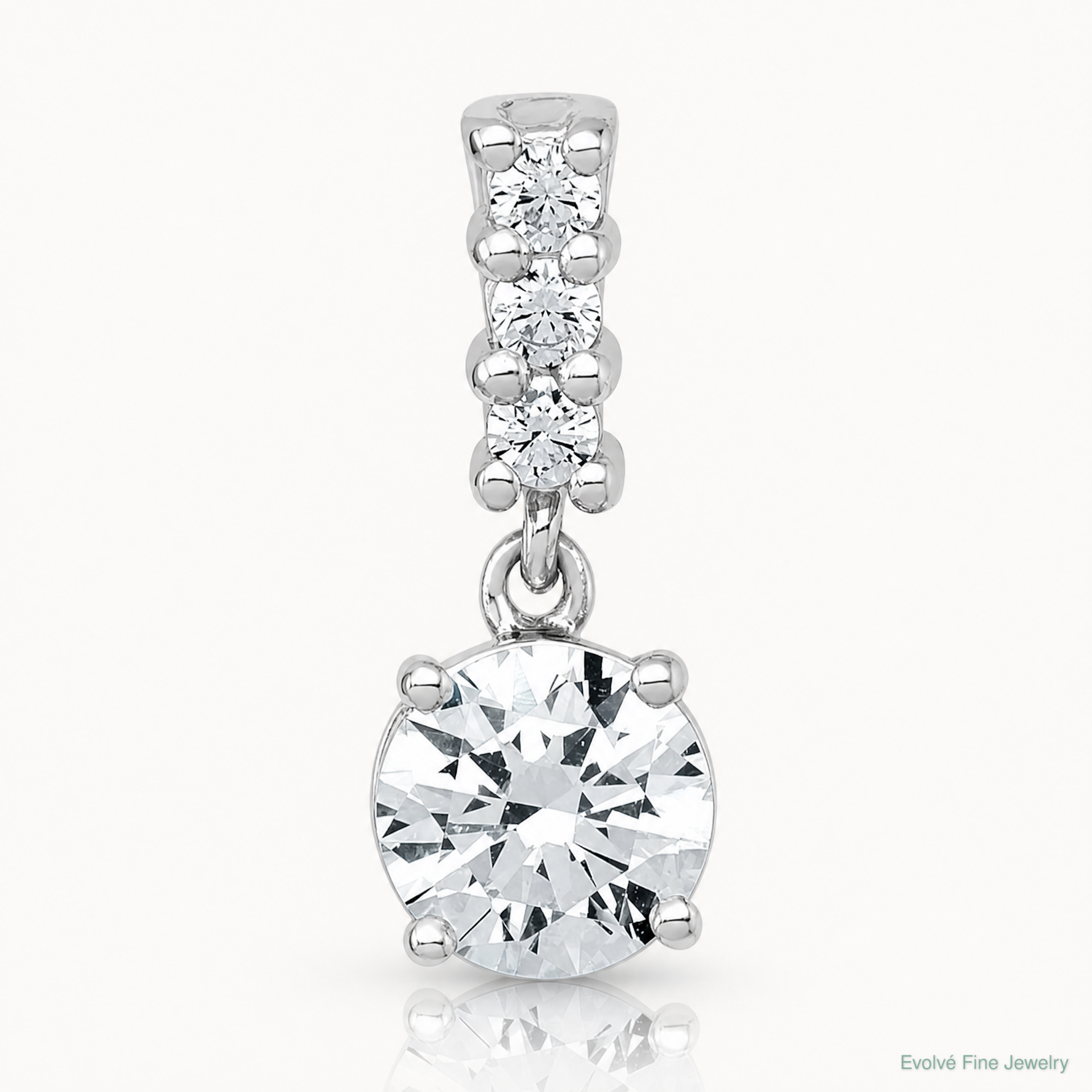 Sterling Silver RH-plated Polished CZ Dangling Chain Slide Pendant - Lifestyle View