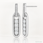 Sterling Silver RH-plated CZ Elongated Oval Post Dangle Earrings - Lifestyle View