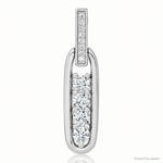 Sterling Silver Rhodium-plated Polished CZ Elongated Oval Pendant - Lifestyle View