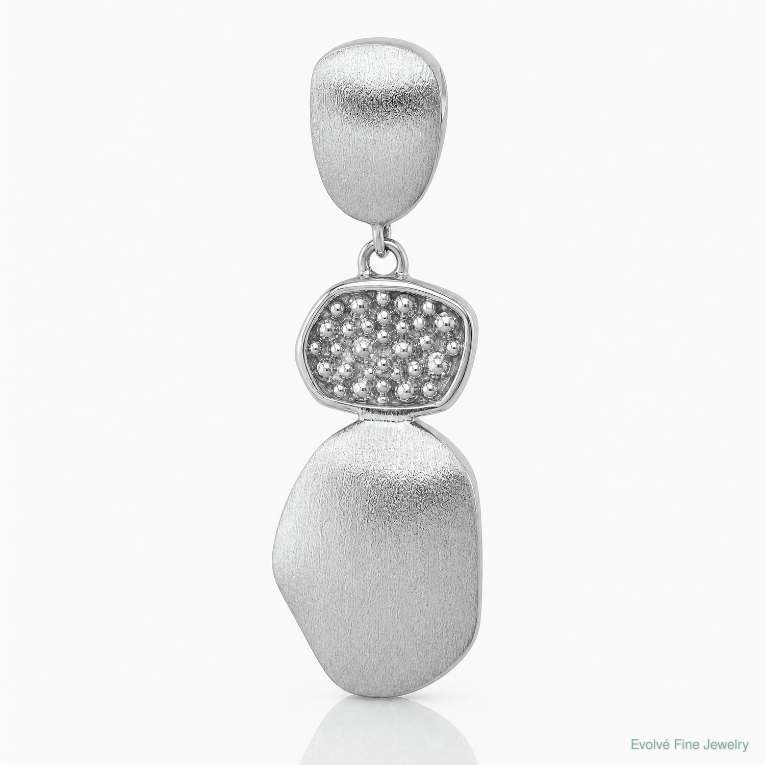 Sterling Silver RH-plated Brush / Polished Crystal Chain Slide Pendant - Lifestyle View