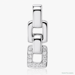 Sterling Silver Rhodium-plated CZ Double Square Pendant - Lifestyle View