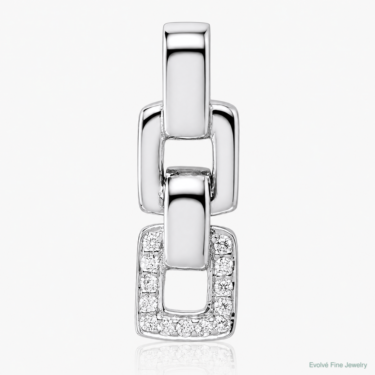 Sterling Silver Rhodium-plated CZ Double Square Pendant - Lifestyle View