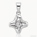 Sterling Silver Rhodium-plated Polished CZ Pendant - Lifestyle View