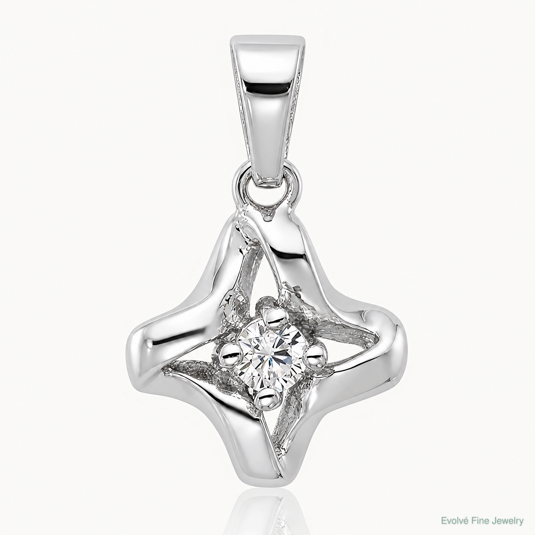Sterling Silver Rhodium-plated Polished CZ Pendant - Lifestyle View