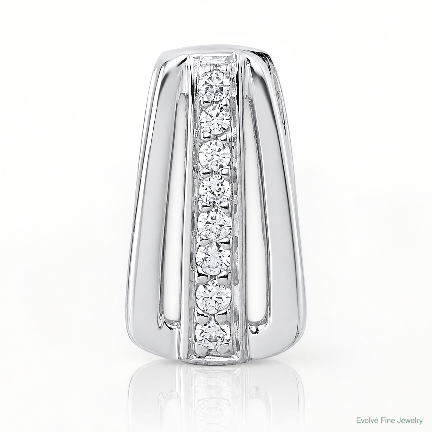 Sterling Silver Rhodium-plated Polished CZ Chain Slide - Lifestyle View