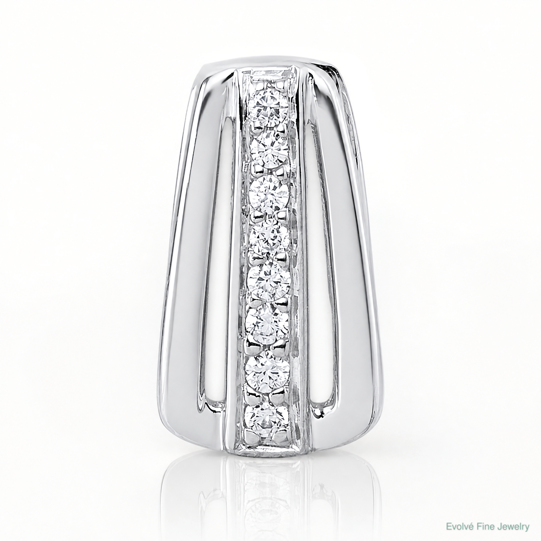 Sterling Silver Rhodium-plated Polished CZ Chain Slide - Lifestyle View