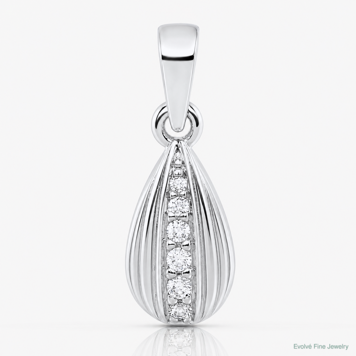 Sterling Silver Rhodium-plated Polished CZ Teardrop Pendant - Lifestyle View