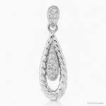 Sterling Silver Rhodium-plated Polished CZ Teardrop Pendant - Lifestyle View
