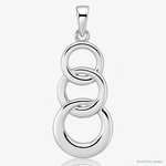 Sterling Silver Rhodium-plated Polished 3 Circle Pendant - Lifestyle View