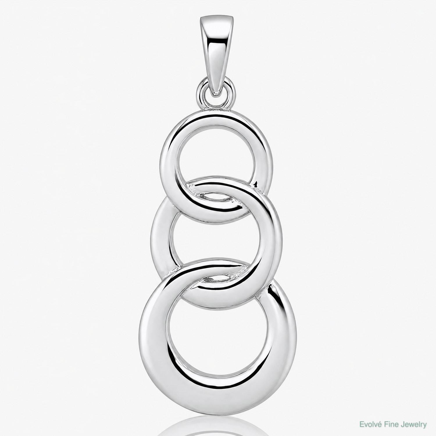 Sterling Silver Rhodium-plated Polished 3 Circle Pendant - Lifestyle View