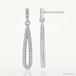 Sterling Silver Rhodium-plated CZ Post Dangle Earrings - Lifestyle View