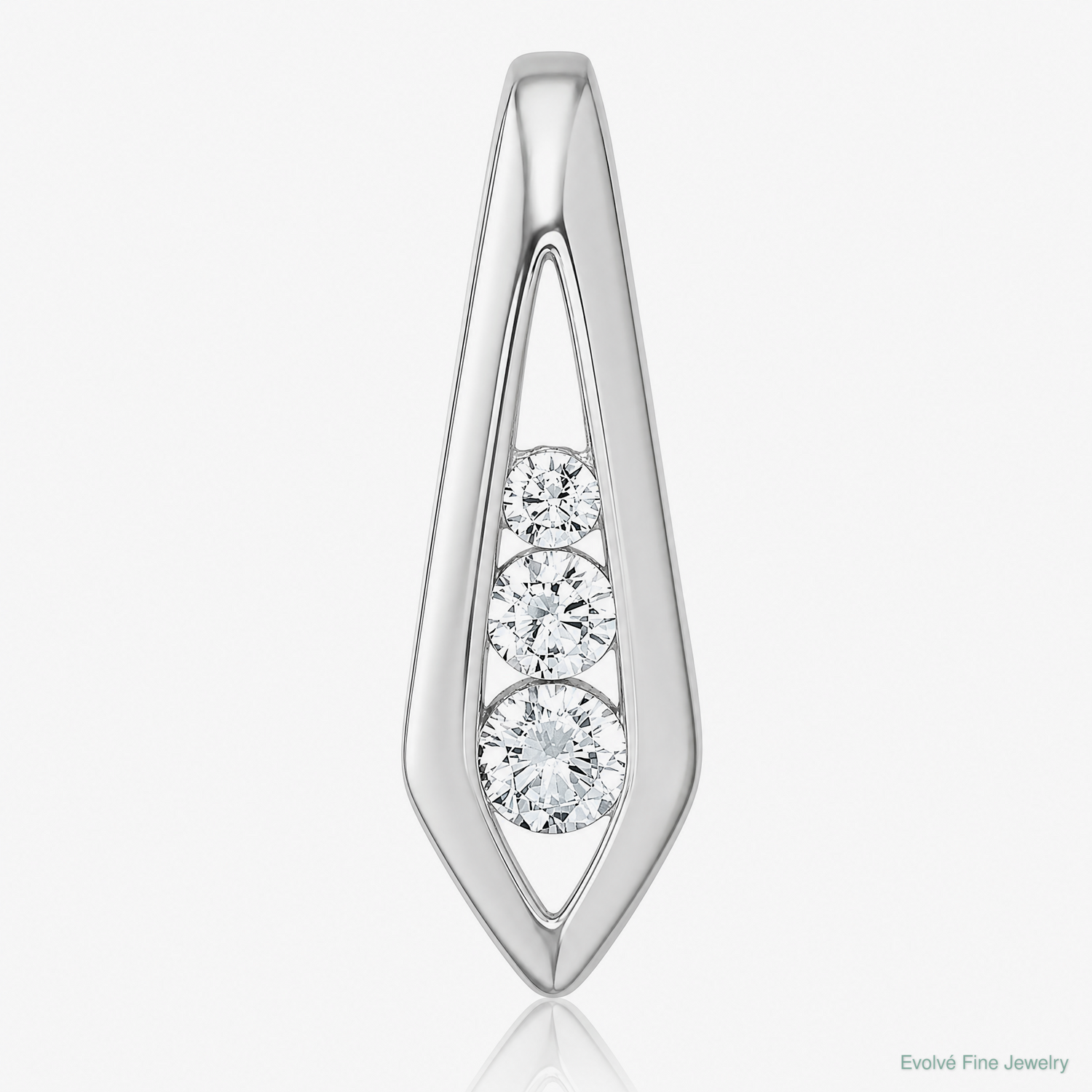 Sterling Silver Rhodium-plated Polished Fancy CZ Chain Slide Pendant - Lifestyle View