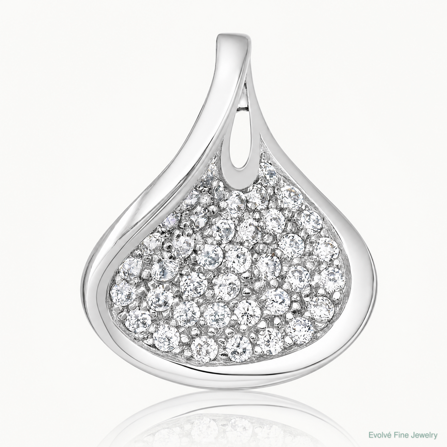 Sterling Silver Rhodium-plated Polished CZ Pendant - Lifestyle View