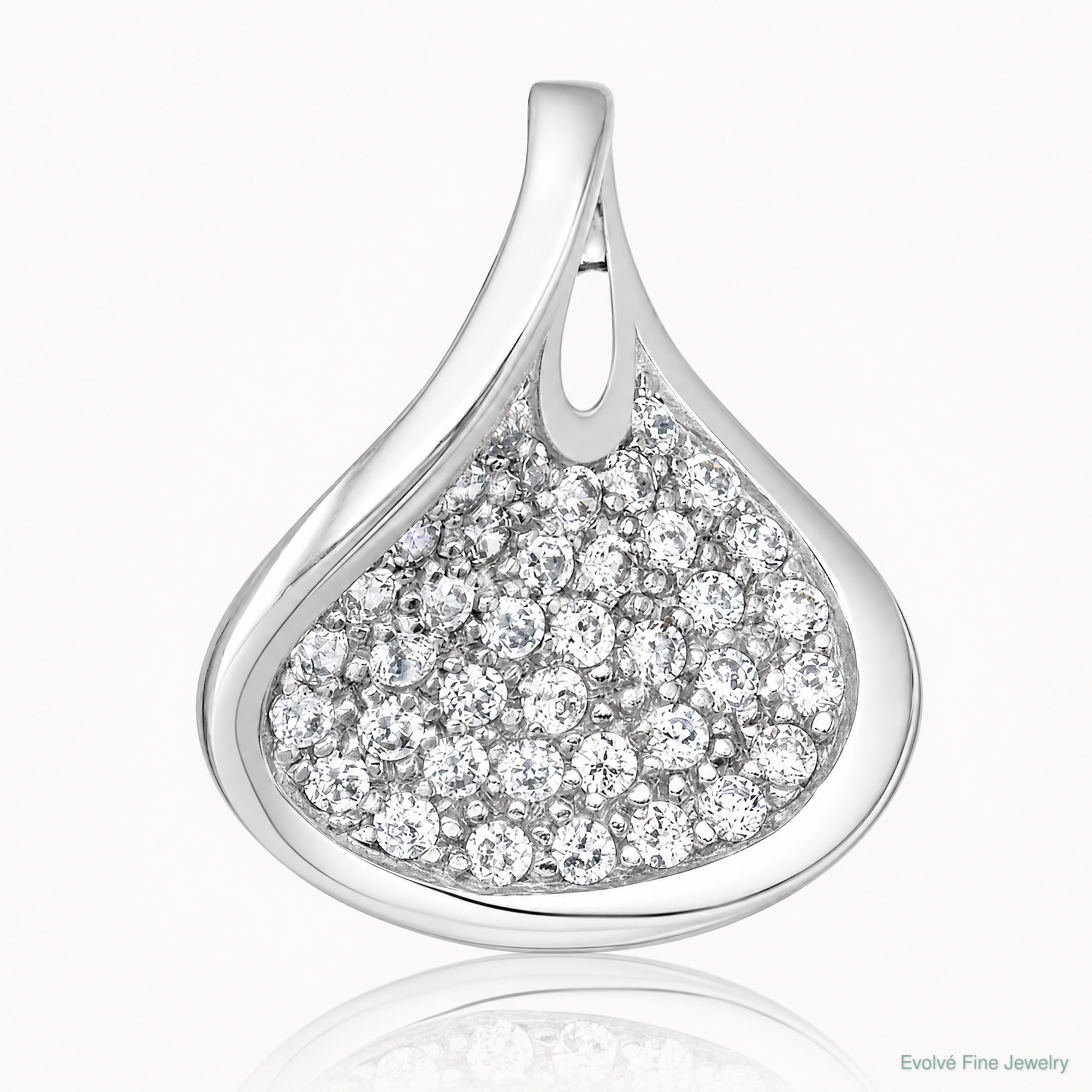 Sterling Silver Rhodium-plated Polished CZ Pendant - Lifestyle View