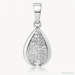 Sterling Silver Rhodium-plated CZ Teardrop Pendant - Lifestyle View