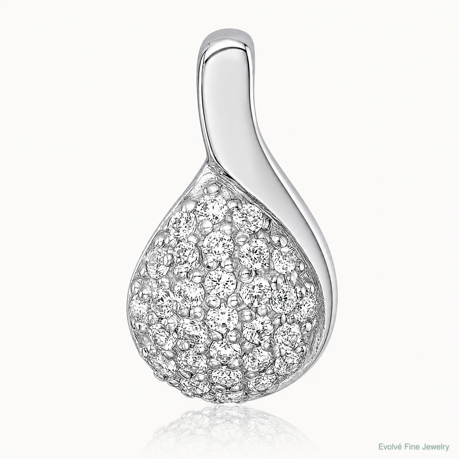 SS Rhodium-plated Polished Fancy CZ Chain Slide Pendant - Lifestyle View