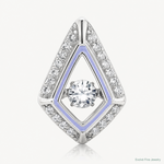Sterling Silver Rhod-plated Vibrant CZ Purple Enamel Chain Slide Pendant - Lifestyle View