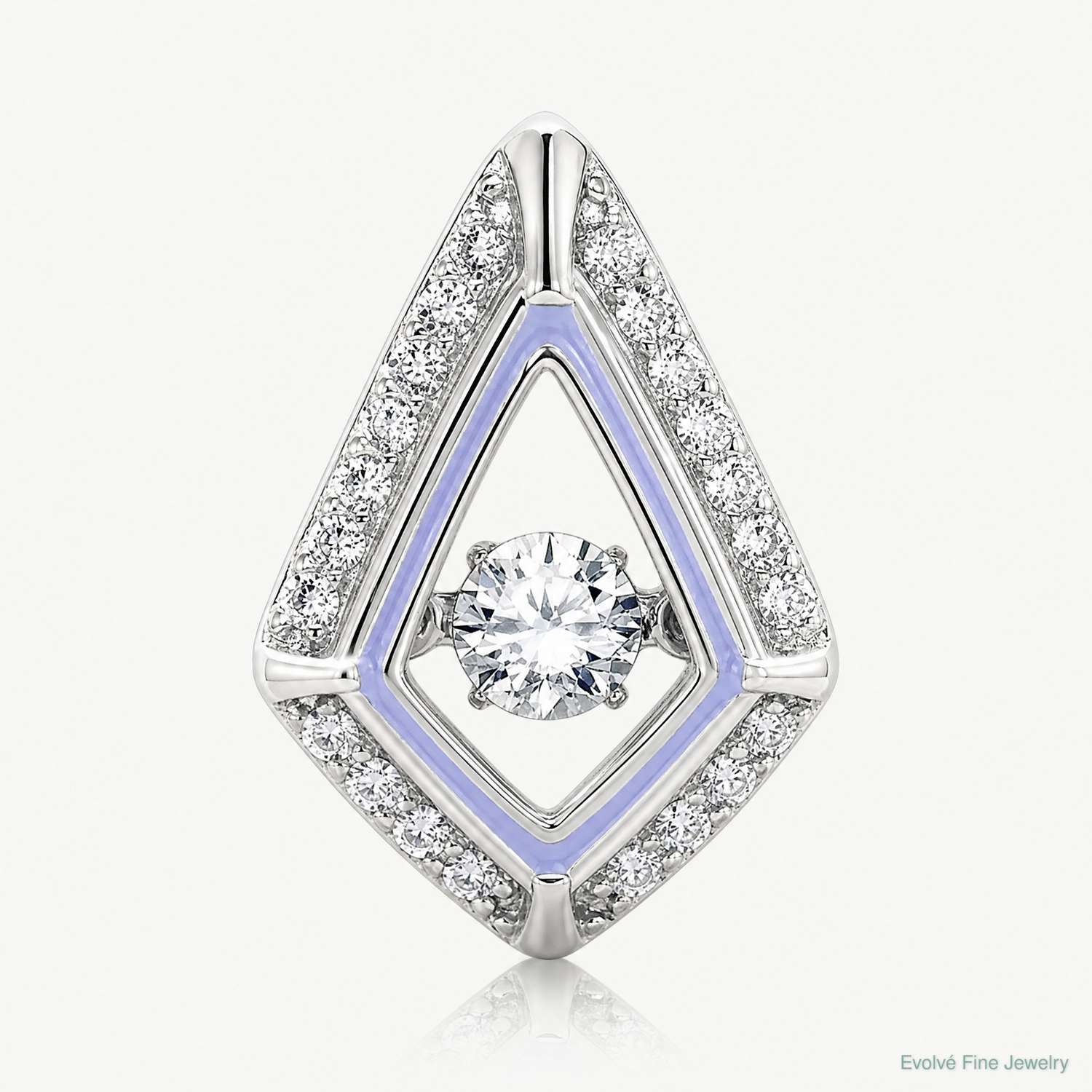 Sterling Silver Rhod-plated Vibrant CZ Purple Enamel Chain Slide Pendant - Lifestyle View
