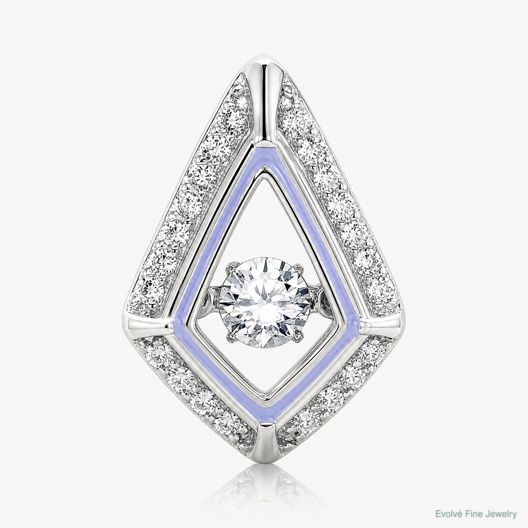 Sterling Silver Rhod-plated Vibrant CZ Purple Enamel Chain Slide Pendant - Lifestyle View