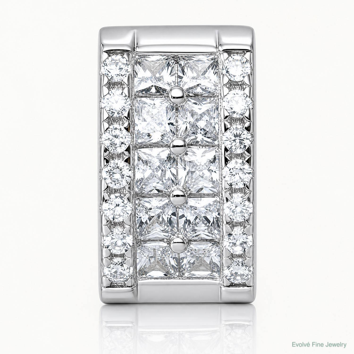Sterling Silver Rhodium-plated CZ Rectangle Chain Slide Pendant - Lifestyle View