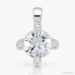 Sterling Silver Polished 4 Prong CZ Chain Slide Pendant - Lifestyle View
