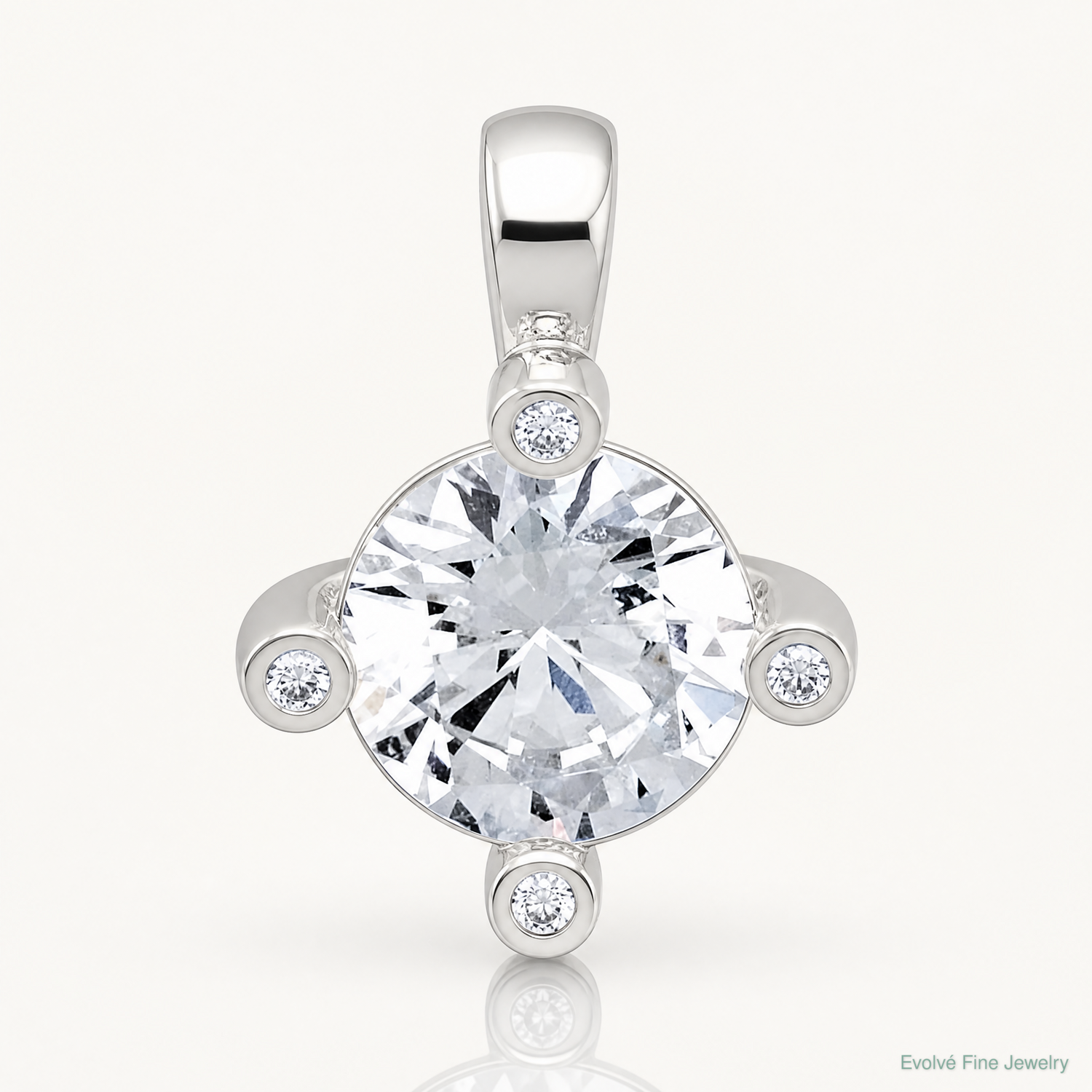 Sterling Silver Polished 4 Prong CZ Chain Slide Pendant - Lifestyle View