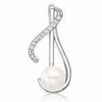 Sterling Silver Rhodium-plated CZ FWC Pearl Swirl Chain Slide Pendant - Lifestyle View