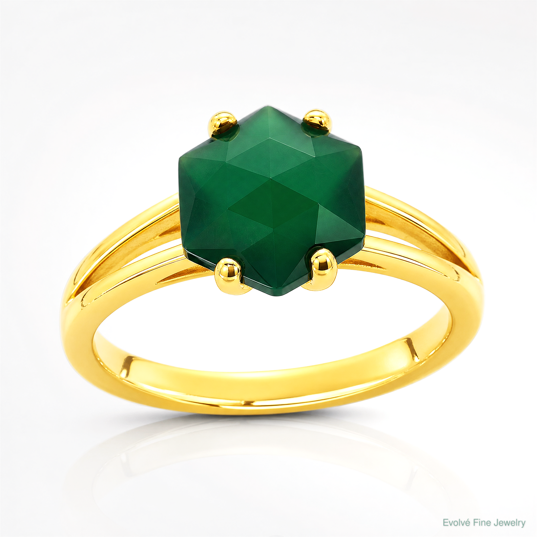 Sterling Silver Gold-tone Green Chalcedony Ring - Lifestyle View