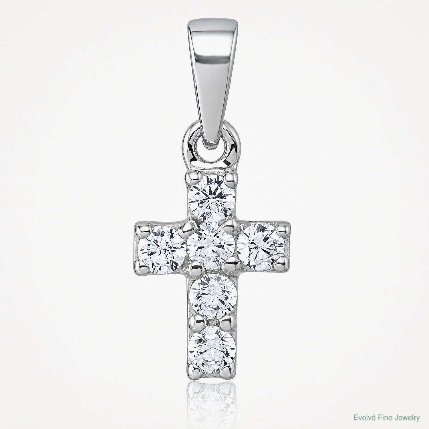 Sterling Silver Rhodium-plated Children's CZ Cross Pendant - Lifestyle View