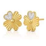 Sterling Silver Gold-tone Polished Enamel Lucky Clover Post Earrings - Lifestyle View