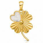 Sterling Silver Gold-tone Polished Enamel Lucky Clover Pendant - Lifestyle View