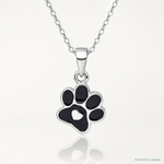 Sterling Silver Rhodium-plated Enamel Black Paw Print With Heart Pendant - Lifestyle View