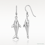 Sterling Silver Rhodium-plated Polished Shark Dangle Earrings - Lifestyle View