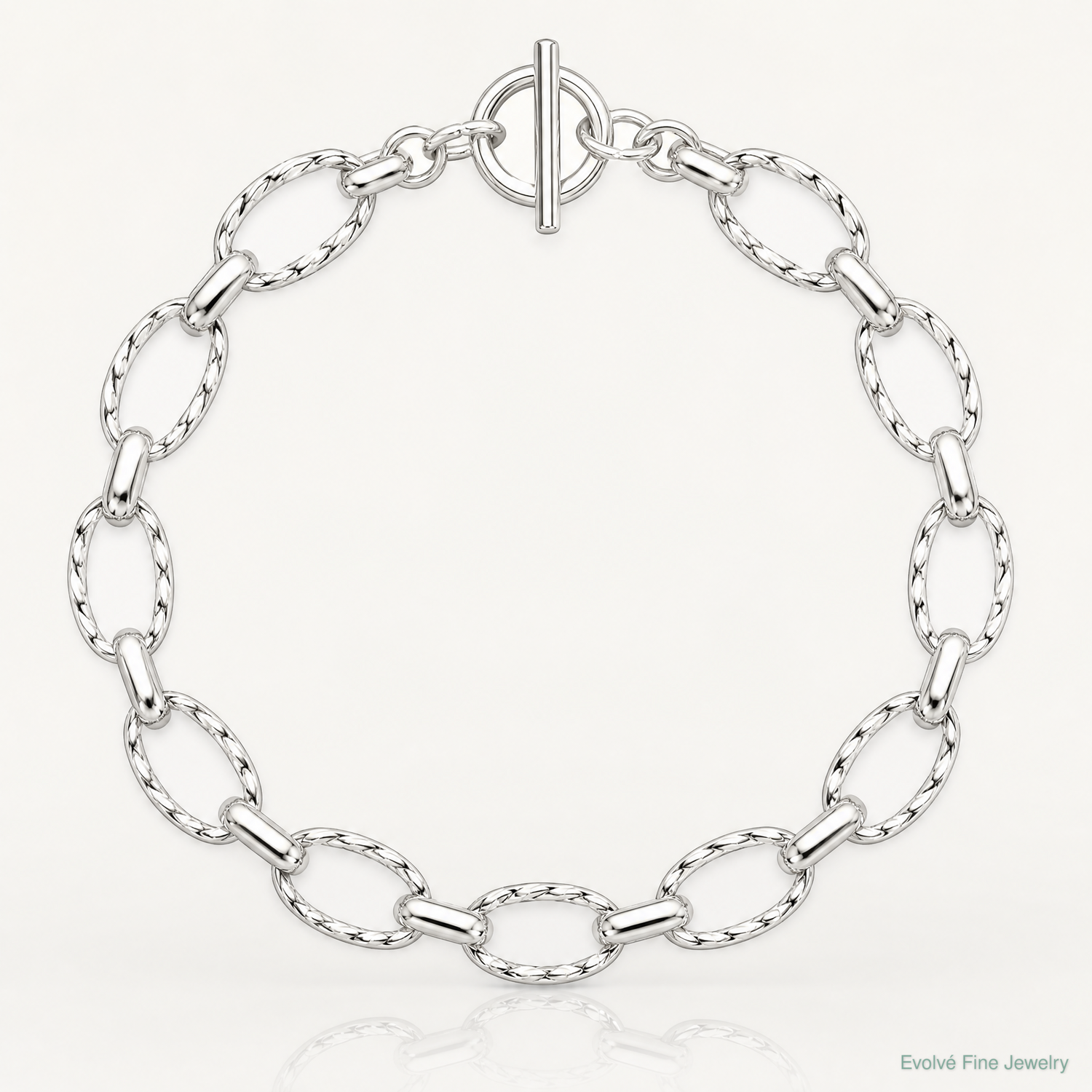 Sterling Silver 7.75inch Polished Fancy Link Toggle Bracelet - Lifestyle View