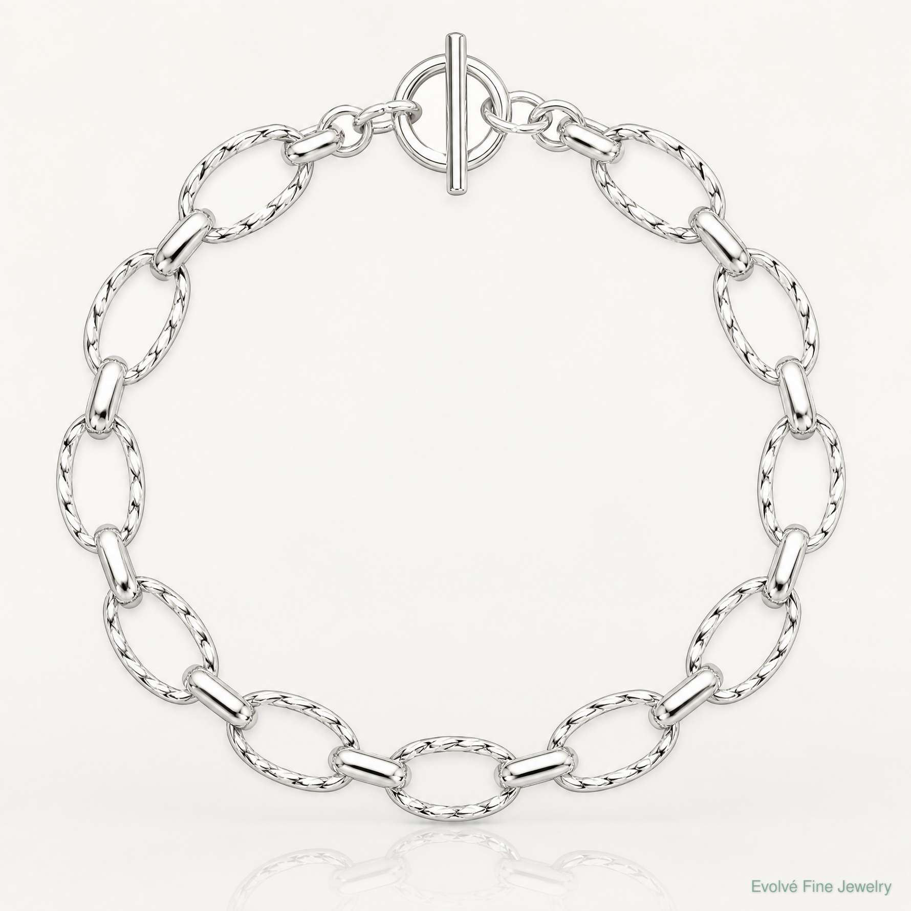 Sterling Silver 7.75inch Polished Fancy Link Toggle Bracelet - Lifestyle View