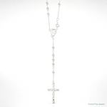 Sterling Silver Polished Beaded Rosary 30 inch Necklace - Lifestyle View