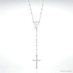 Sterling Silver Polished Bead Rosary 18 inch Necklace - Lifestyle View