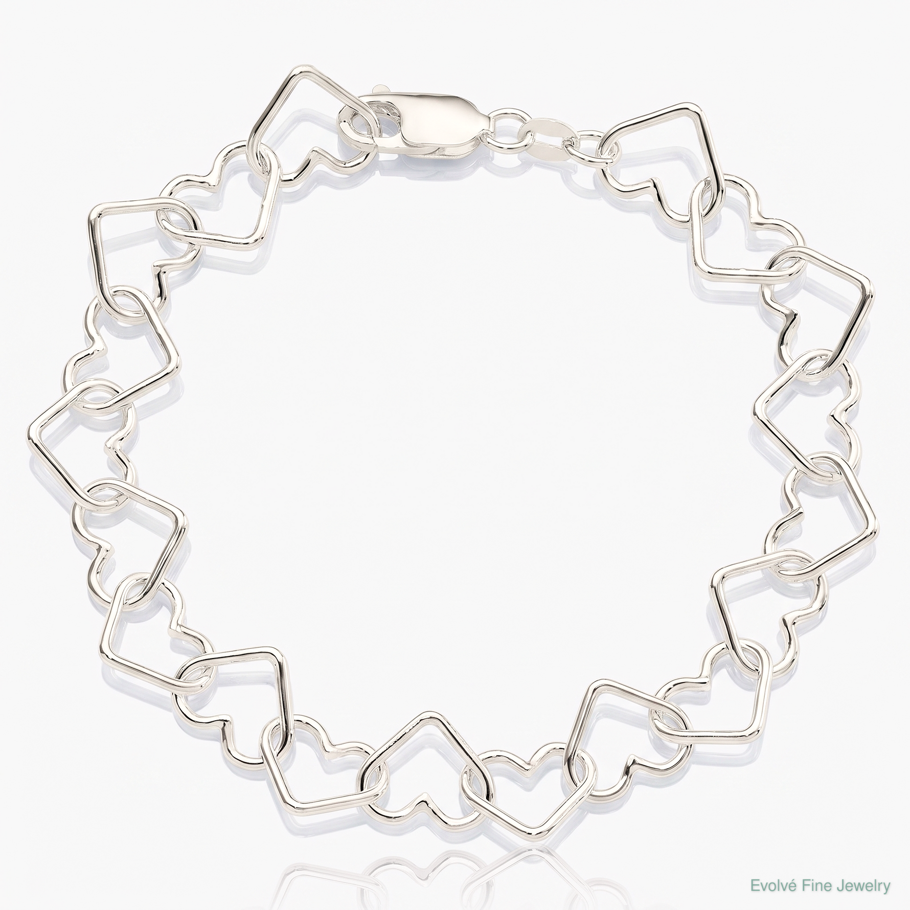 Sterling Silver Polished Fancy Large Heart Link Bracelet - Lifestyle View
