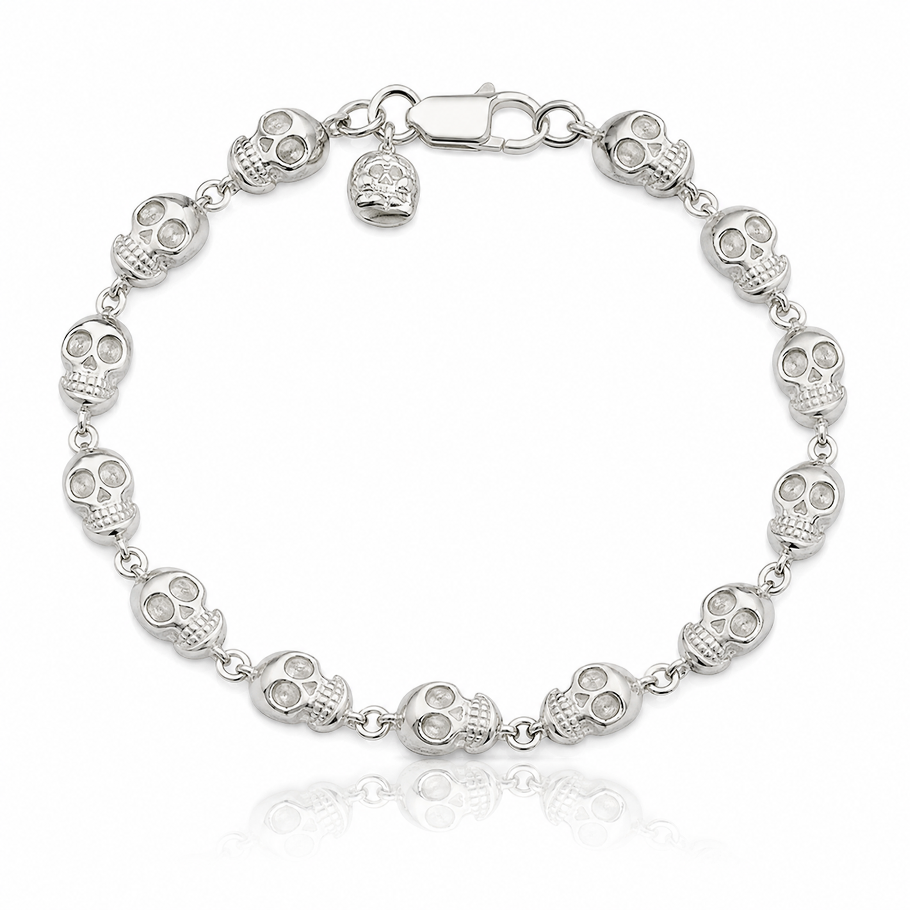 Sterling Silver Skull Bracelet - Lifestyle View