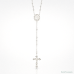 Sterling Silver Polished Rosary Necklace - Lifestyle View