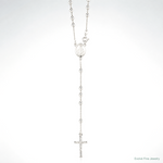 Sterling Silver Polished Bead Rosary 21 inch Necklace - Lifestyle View