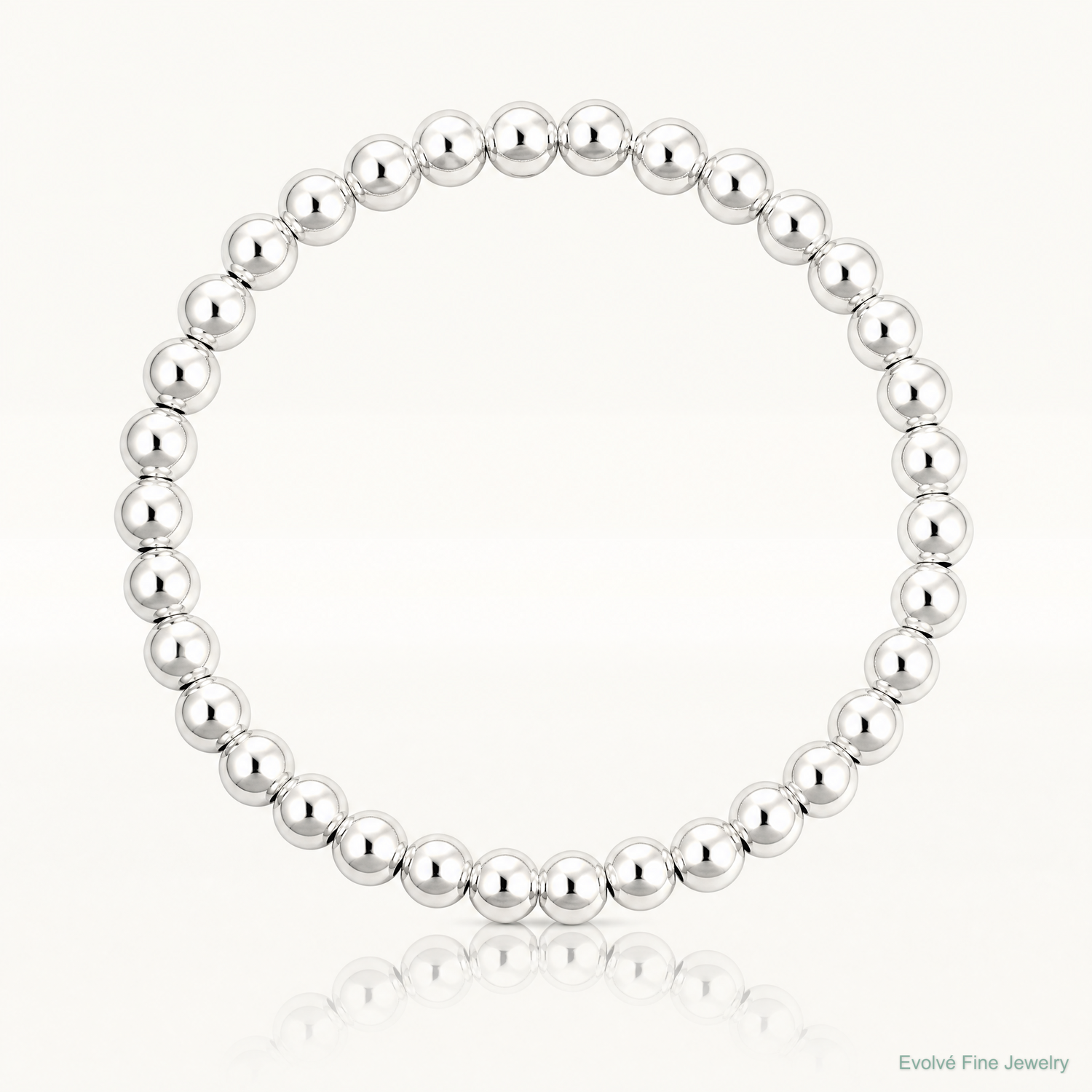 Sterling Silver Polished Bead Stretch Bracelet - Lifestyle View