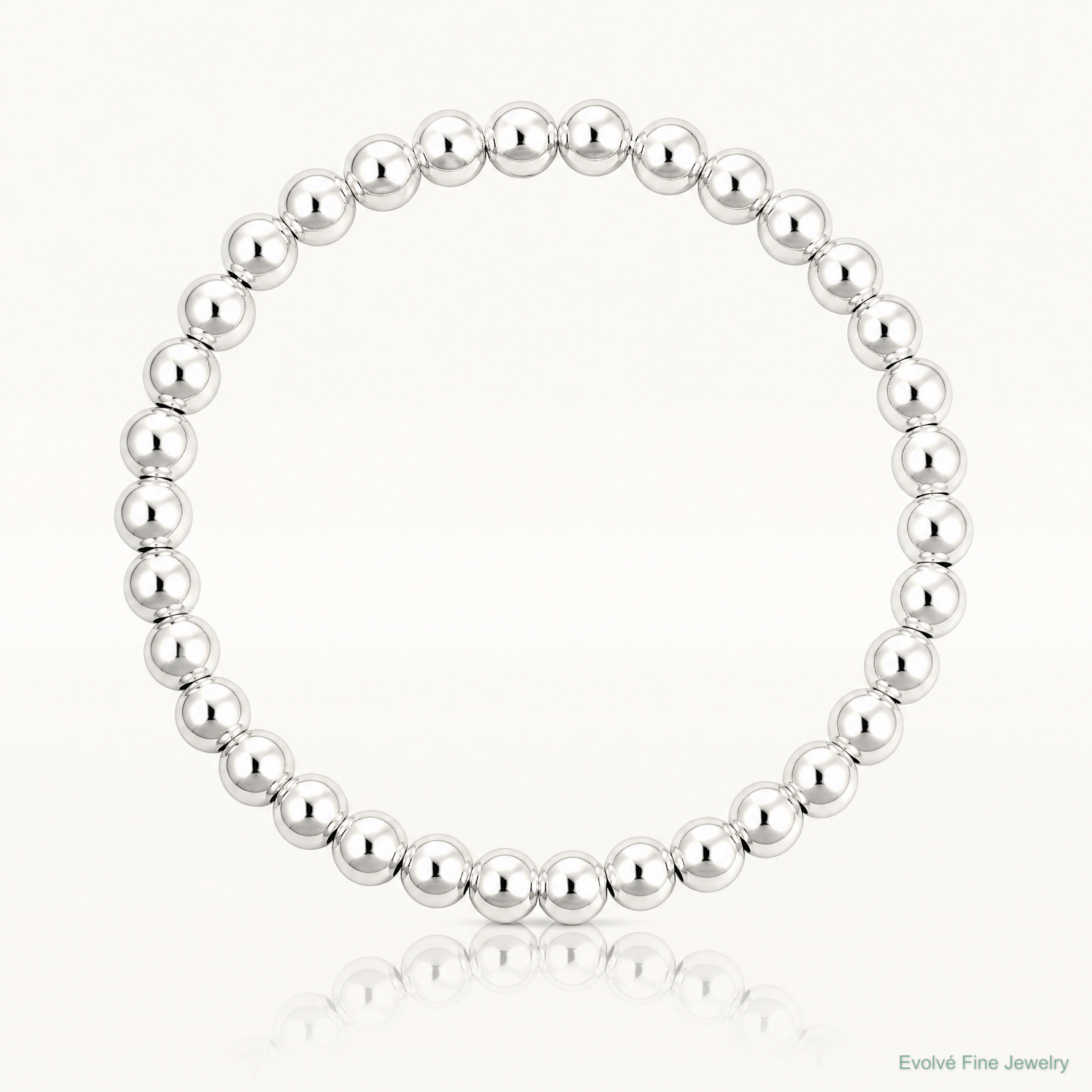 Sterling Silver Polished Bead Stretch Bracelet - Lifestyle View