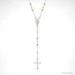Sterling Silver Yellow & Rose Flash Gold-plated Rosary Necklace - Lifestyle View